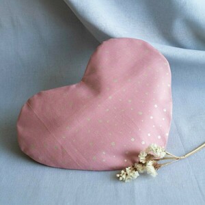 HEART PILLOW - θερμοφόρα με λιναρόσπορο & αρωματικά βότανα / με πλενόμενη θήκη pink - 2