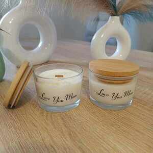 HAPPY MOTHER'S DAY - Χειροποίητο Λευκό Κερί Σόγιας σε Mini Ποτήρι με καπάκι– Bamboo - 290 gr - μαμά, αρωματικά κεριά - 2