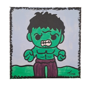 Πρασινος σούπερ ήρωας baby , ζωγραφικη σε καμβα διαστασης 20Χ20εκατ - αγόρι, κρεμαστό διακοσμητικό - 2