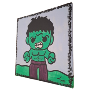 Πρασινος σούπερ ήρωας baby , ζωγραφικη σε καμβα διαστασης 20Χ20εκατ - αγόρι, κρεμαστό διακοσμητικό - 3