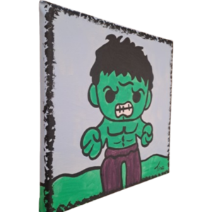 Πρασινος σούπερ ήρωας baby , ζωγραφικη σε καμβα διαστασης 20Χ20εκατ - αγόρι, κρεμαστό διακοσμητικό - 4