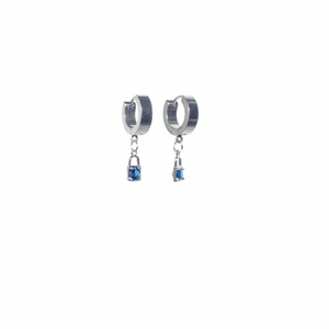 Σκουλαρίκια Κρικακια Απο Ατσάλι "Blue Zircon" - ορείχαλκος, επάργυρα, μικρά, boho, καρφάκι - 2