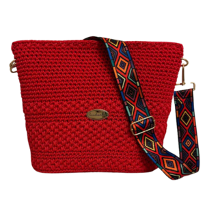 Κόκκινη πλεκτή τσάντα μεσαίου μεγέθους - νήμα, ώμου, all day, πλεκτές τσάντες