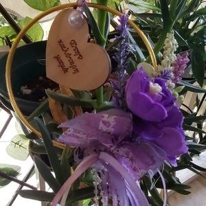 Στεφανακι μεταλλικό για την γιορτη της μητερας με λιλά λουλουδια - στεφάνια - 3