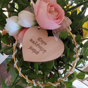 Στεφανακι μεταλλικό για την γιορτη της μητερας με λευκά κ ροζ λουλουδια - στεφάνια - 3