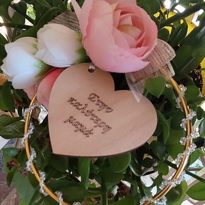 Στεφανακι μεταλλικό για την γιορτη της μητερας με λευκά κ ροζ λουλουδια - στεφάνια - 4