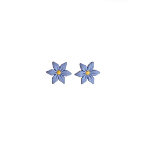 Σκουλαρίκια γαλάζια λουλούδια - πηλός, λουλούδι, μικρά, ατσάλι, boho