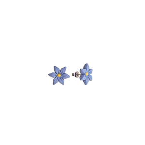 Σκουλαρίκια γαλάζια λουλούδια - πηλός, λουλούδι, μικρά, ατσάλι, boho - 2