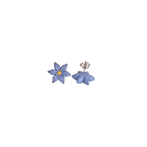 Σκουλαρίκια γαλάζια λουλούδια - πηλός, λουλούδι, μικρά, ατσάλι, boho - 4