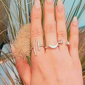 Δαχτυλίδι Αυξομειούμενο "Mοon" - ορείχαλκος, επάργυρα, φεγγάρι, boho, αυξομειούμενα - 3