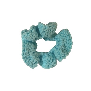 Summer scrunchie crochet baby blue - νήμα, λαστιχάκια μαλλιών, μεγάλα scrunchies