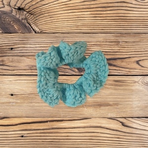 Summer scrunchie crochet baby blue - νήμα, λαστιχάκια μαλλιών, μεγάλα scrunchies - 2