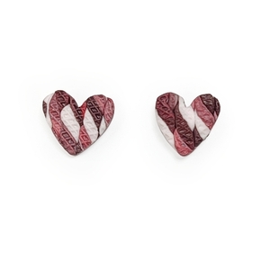 Heartbeat | Σκουλαρίκια Καρφάκια Καρδίες Πλεξούδα Tiny (Ατσάλι, Πηλός) (1εκ) - πηλός, καρφωτά, μικρά, ατσάλι, φθηνά