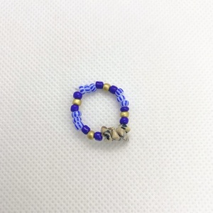 Beaded Rings| Elastic | Blue White Gold_2 | Medium Size - πηλός, χάντρες, boho - 2