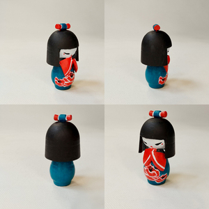 Ιαπωνικες κούκλες Κοκέσι- Kokeshi dolls διακοσμητική μινιατούρα 5εκ - ρητίνη, μινιατούρες φιγούρες - 2