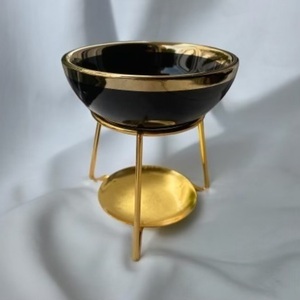 Κεραμικός αρωματιστής χώρου σε μαύρο-χρυσό χρώμα για κεριά και έλαια - ρεσώ & κηροπήγια, soy wax, wax melt liners