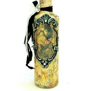 Γυάλινο διακοσμητικό μπουκάλι με ανάγλυφα σχέδια 33x8x7 - γυαλί, διακοσμητικά μπουκάλια - 2