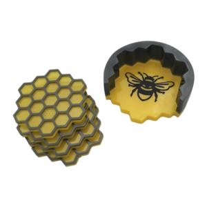 Σουβέρ σε θήκη "Μέλισσα & Κυψέλη" - Ρητίνη (11εκ.) - ρητίνη, σουβέρ, είδη σερβιρίσματος