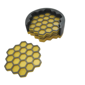 Σουβέρ σε θήκη "Μέλισσα & Κυψέλη" - Ρητίνη (11εκ.) - ρητίνη, σουβέρ, είδη σερβιρίσματος - 2