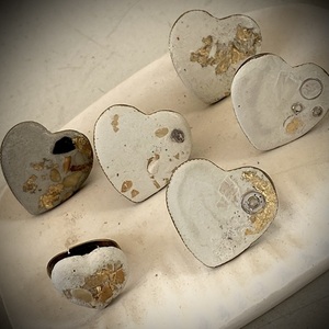 Concrete heart rings - καρδιά, minimal, μπρούντζος - 5