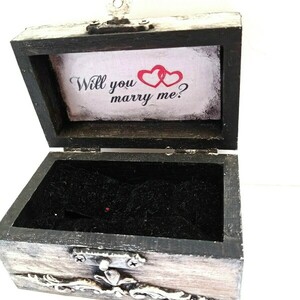 Ξύλινο κουτάκι γκρι "Will you marry me" 5x9x6 - ξύλο, κουτί, οργάνωση & αποθήκευση - 3