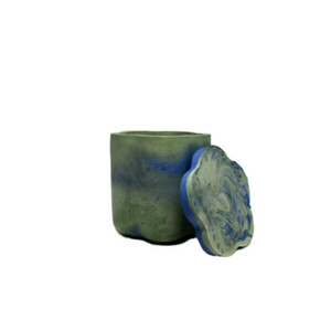 Διακοσμητικό Γύψινο Μίνιμαλ Βάζο Πράσινο Μπλε 8x8x8 - βάζα & μπολ, γύψος