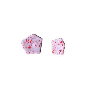Ftery Purple & Red Organic Polygonal Earrings Χειροποίητα Πολυγωνικά Καρφωτά Σκουλαρίκια Πολυμερικού Πηλού Μωβ & Κόκκινο - πηλός, ατσάλι, μεγάλα