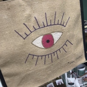 Τσάντα μάτι ζωγραφισμένη στο χέρι cod6 - ψάθα, μάτι, all day, θαλάσσης - 2