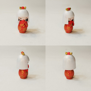 Ιαπωνική κούκλσ Κοκέσι-Red Kokeshi doll διακοσμητική φιγούρα μινιατούρα 4.5εκ- - ρητίνη, μινιατούρες φιγούρες, κούκλες - 2