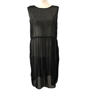 Φόρεμα γυναικείο αμάνικο διαφάνεια μαύρο - αμάνικο, midi, συνθετικό - 2