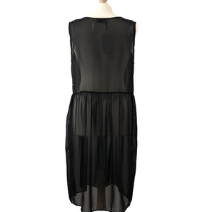 Φόρεμα γυναικείο αμάνικο διαφάνεια μαύρο - αμάνικο, midi, συνθετικό - 3