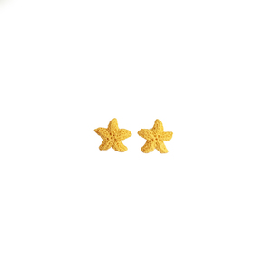 Καρφωτά σκουλαρίκια κίτρινοι αστερίες - ορείχαλκος, αστέρι, πηλός, μικρά