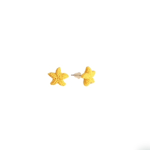 Καρφωτά σκουλαρίκια κίτρινοι αστερίες - ορείχαλκος, αστέρι, πηλός, μικρά - 2