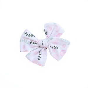 Χειροποίητο φιογκάκι μαλλιών με κλιπ: ροζ λουλούδια - hair clips, 100% βαμβακερό