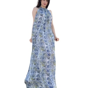 Φόρεμα γυναικείο μακρύ εμπριμέ - βισκόζη, αμάνικο